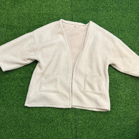 World Market Cream Sherpa Open-Front Cardigan - Picture 1 of 4